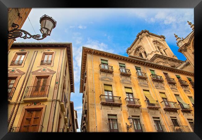 Granada streets and Spanish architecture in a scenic historic ci Framed Print by Elijah Lovkoff