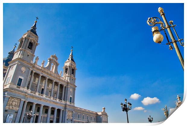 Madrid, Famous Almudena Cathedral on a bright sunny day Print by Elijah Lovkoff