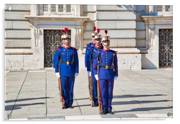 Change of national guard in front of Royal Palace in Historic center of Madrid Acrylic by Elijah Lovkoff