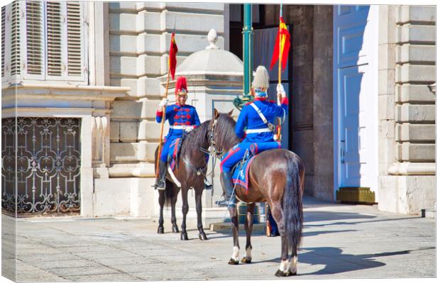 Change of national guard in front of Royal Palace in Historic center of Madrid Canvas Print by Elijah Lovkoff