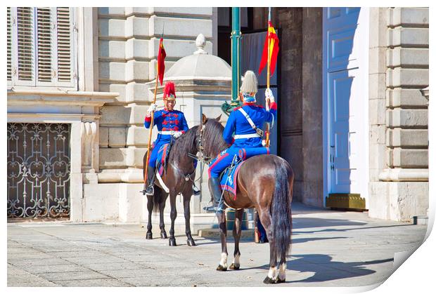 Change of national guard in front of Royal Palace in Historic center of Madrid Print by Elijah Lovkoff