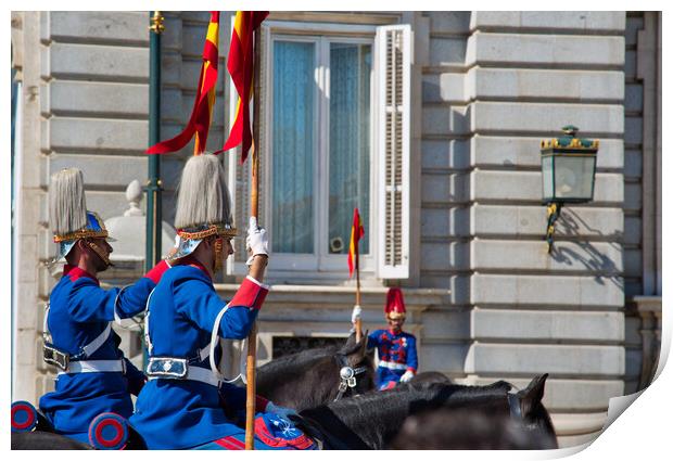  Change of national guard in front of Royal Palace in Historic center of Madrid Print by Elijah Lovkoff