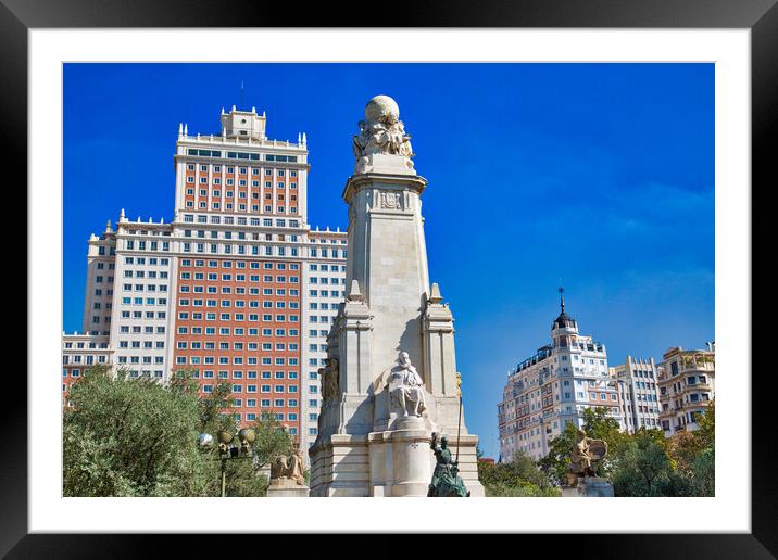 Madrid, Plaza de Espana Framed Mounted Print by Elijah Lovkoff