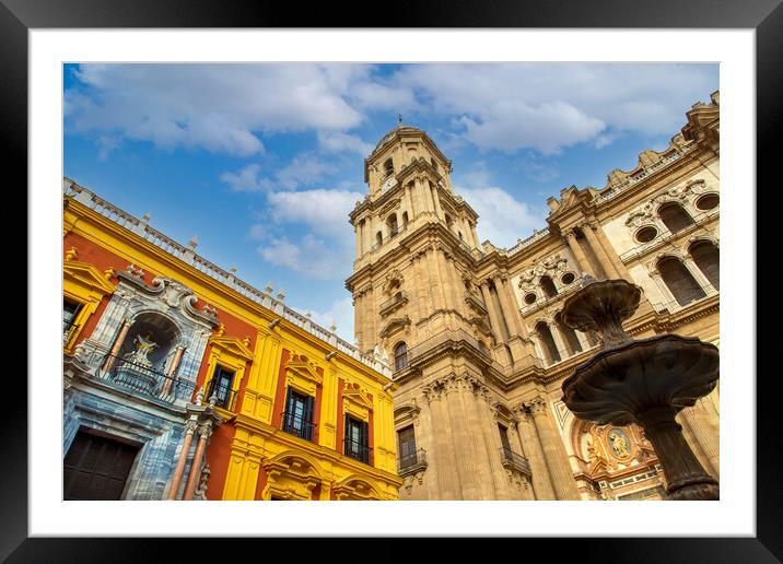 Scenic Catholic Central Cathedral of Malaga Catedral de Encarnacion , Andalusia, Spain Framed Mounted Print by Elijah Lovkoff