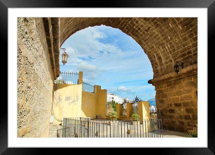 Famous Puente Nuevo Bridge's Arch in Ronda historic city center Framed Mounted Print by Elijah Lovkoff