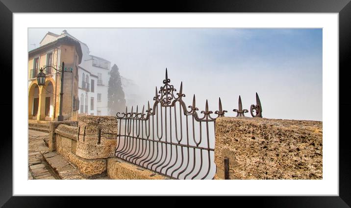 Famous Puente Nuevo Bridge's Arch in Ronda historic city center Framed Mounted Print by Elijah Lovkoff