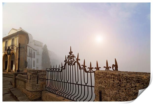 Famous Puente Nuevo Bridge's Arch in Ronda historic city center	 Print by Elijah Lovkoff