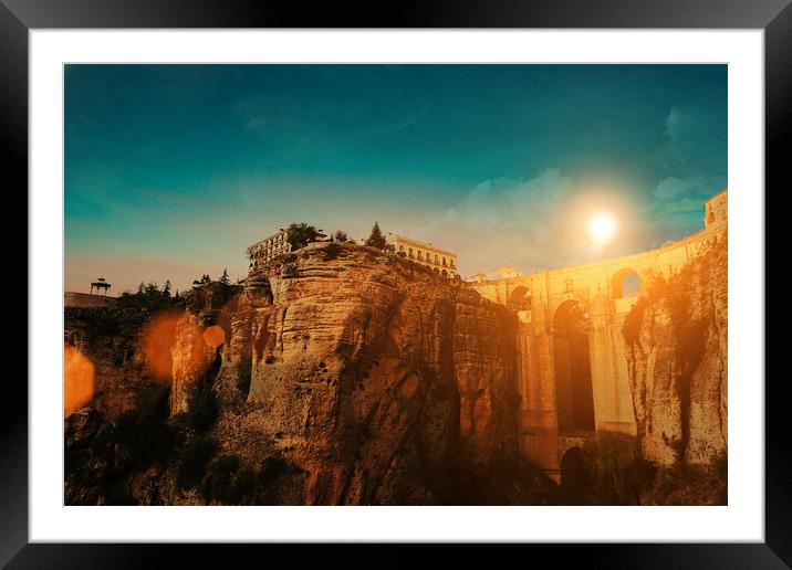 Famous Puente Nuevo Bridge's Arch in Ronda historic city center	 Framed Mounted Print by Elijah Lovkoff
