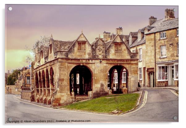 Chipping Campden Market Hall Acrylic by Alison Chambers