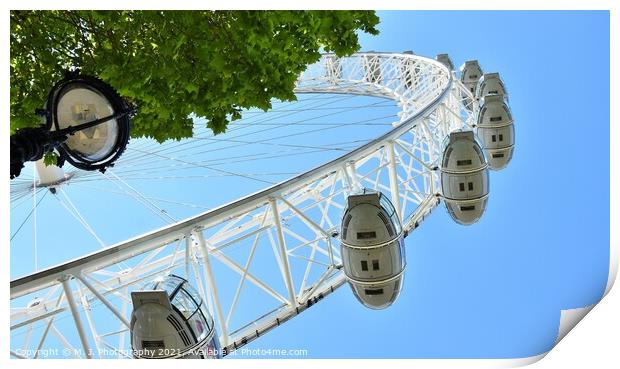 The London Eye, or the Millennium Wheel Print by M. J. Photography