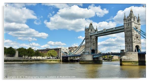 Background of Tower Bridge in London - England. Acrylic by M. J. Photography