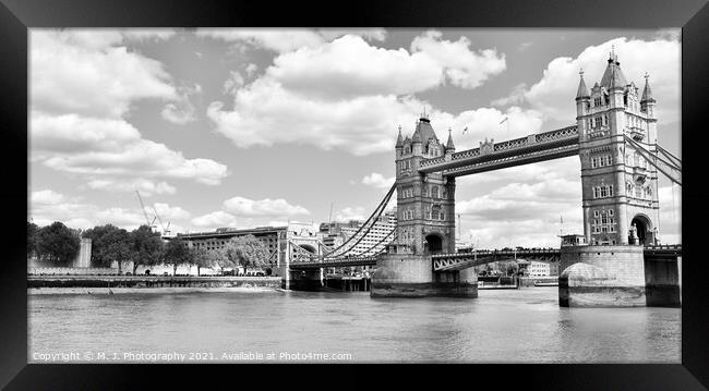 Background of Tower Bridge in London - England. Framed Print by M. J. Photography