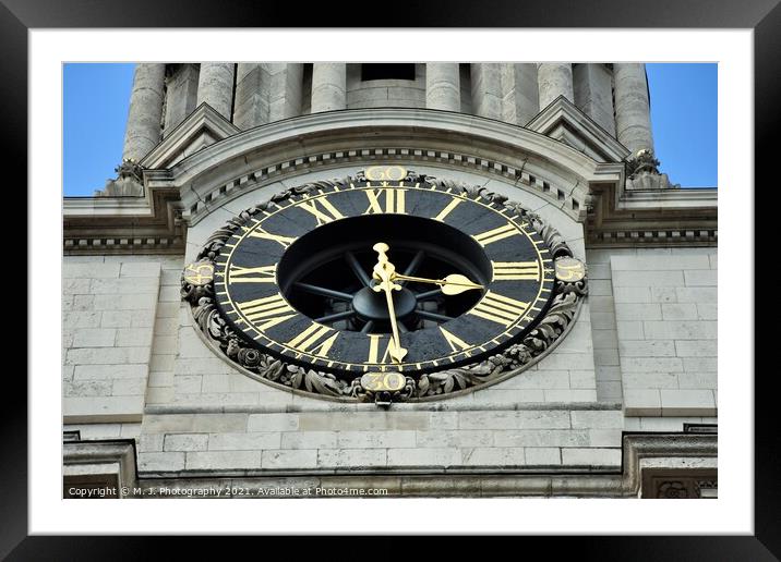The front clock of St Paul's Cathedral Framed Mounted Print by M. J. Photography