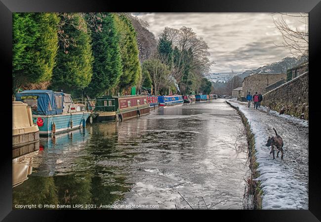 A Frozen Rochdale Canal at Hebden Bridge Framed Print by Philip Baines