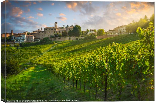 Neive Vineyards Sunrise in Langhe Canvas Print by Stefano Orazzini