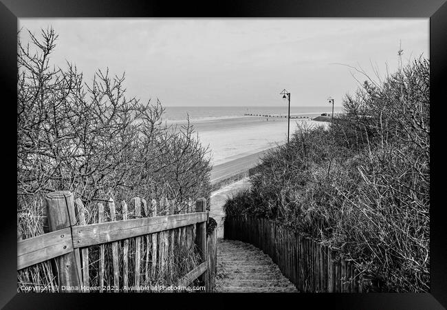 Mablethorpe Lincolnshire in Monochrome Framed Print by Diana Mower