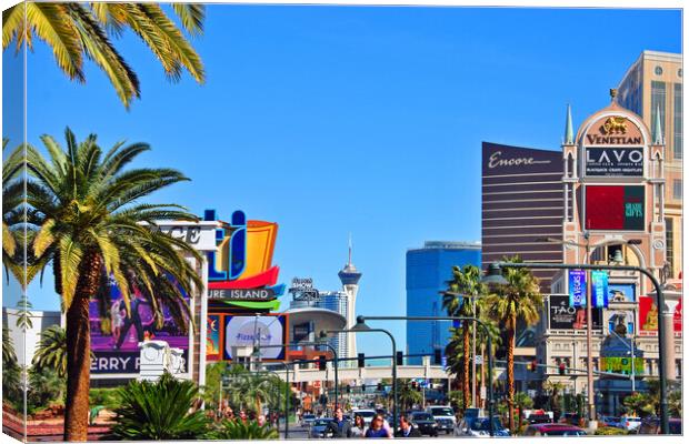 Hotels Las Vegas Strip United States of America Canvas Print by Andy Evans Photos