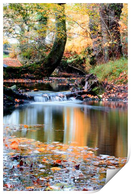 Autumn Scene on The River Print by Les Schofield