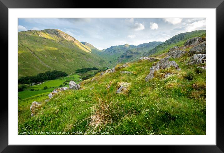 Summer in the Lake district Framed Mounted Print by John Henderson