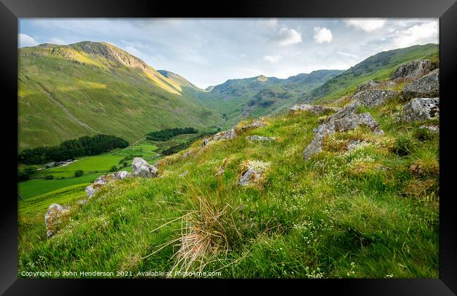 Summer in the Lake district Framed Print by John Henderson