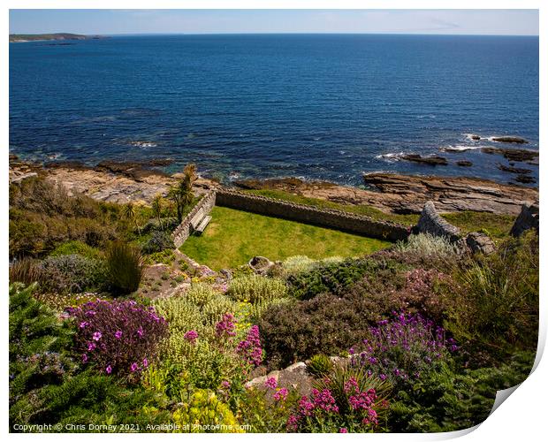 Castle Gardens at St. Michaels Mount in Cornwall, UK Print by Chris Dorney