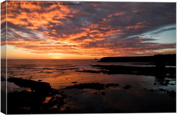 Sunrise over Collywell Bay Canvas Print by Jim Jones
