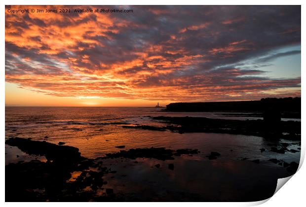 Sunrise over Collywell Bay Print by Jim Jones