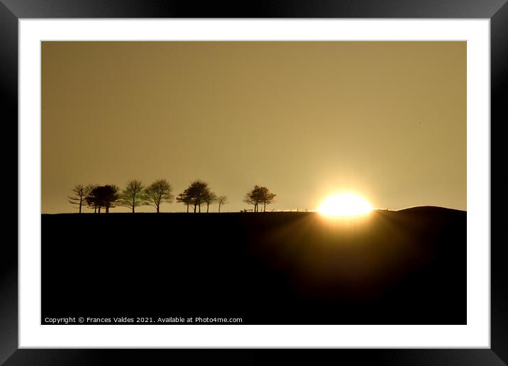 Sunset silhouette, Southdowns Framed Mounted Print by Frances Valdes