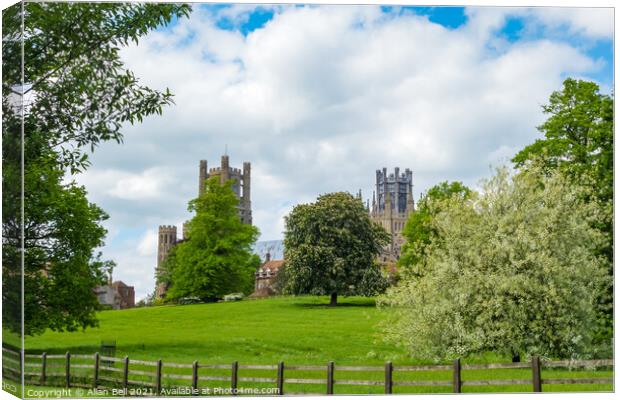 Ely Cathedral from Cherry Hill Park Canvas Print by Allan Bell