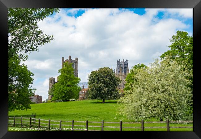 Ely Cathedral from Cherry Hill Park Framed Print by Allan Bell