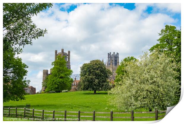 Ely Cathedral from Cherry Hill Park Print by Allan Bell