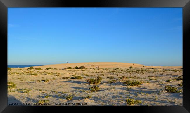 Sunset over the sand dunes. Corralejo Framed Print by Paulina Sator