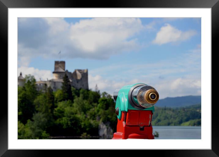 Telescope with the view on Niedzica Castle, Poland Framed Mounted Print by Paulina Sator