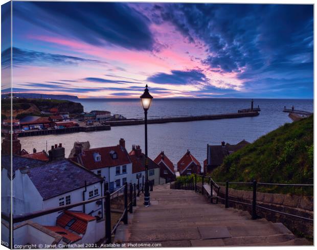 Whitby 199 Steps at Dusk Canvas Print by Janet Carmichael