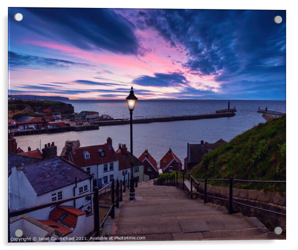 Whitby 199 Steps at Dusk Acrylic by Janet Carmichael