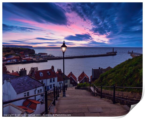 Whitby 199 Steps at Dusk Print by Janet Carmichael