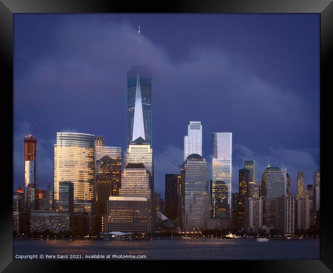 Lower Manhattan at Blue Hour Framed Print by Pere Sanz