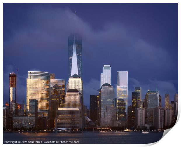 Lower Manhattan at Blue Hour Print by Pere Sanz
