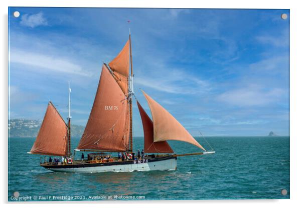 The Vigilance Heritage Trawler in Full Sail Acrylic by Paul F Prestidge