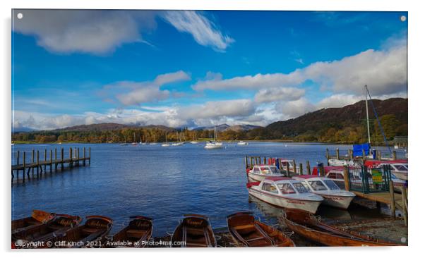 Lake Windermere from Ambleside Jetty Acrylic by Cliff Kinch