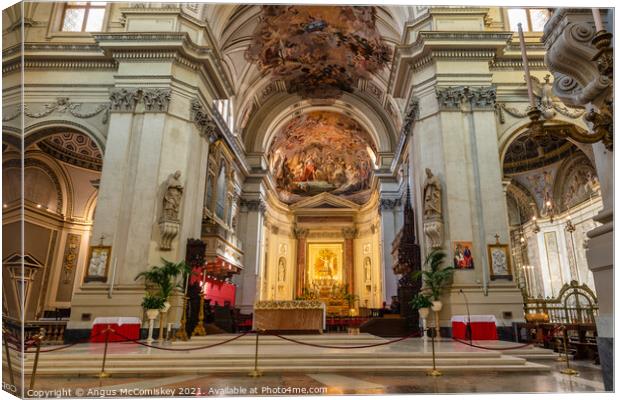 Interior of Palermo Cathedral, Sicily Canvas Print by Angus McComiskey