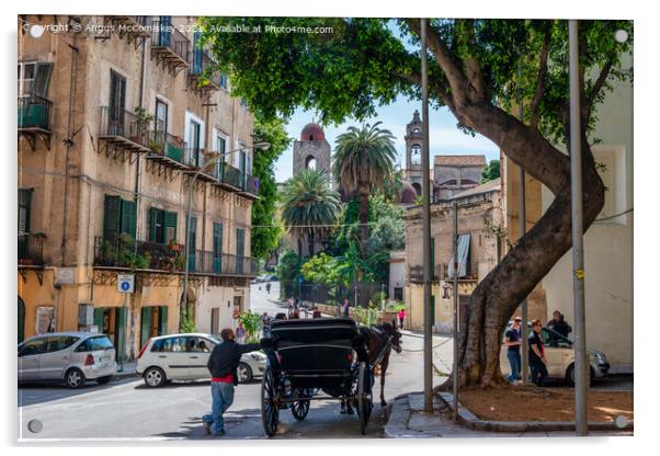 Street scene, Palermo, Sicily Acrylic by Angus McComiskey