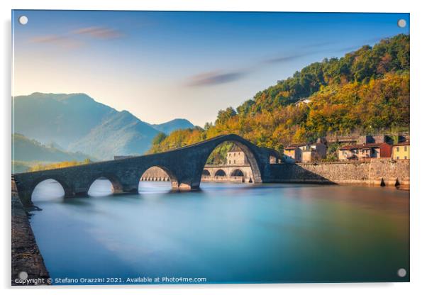 Bridge of the Devil. Garfagnana, Tuscany Acrylic by Stefano Orazzini