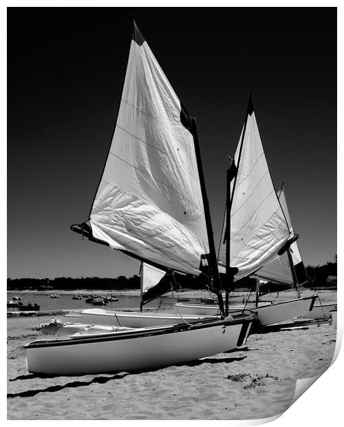 boats parked on beach Print by youri Mahieu
