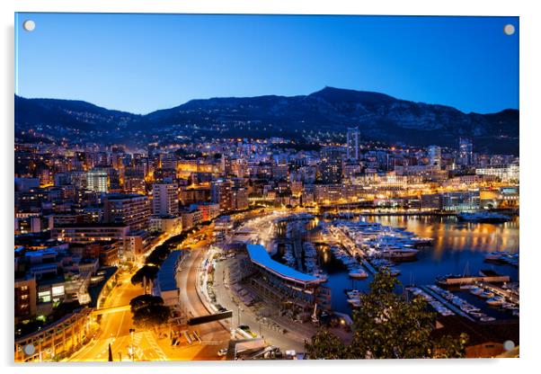 Principality of Monaco at Dusk Acrylic by Artur Bogacki