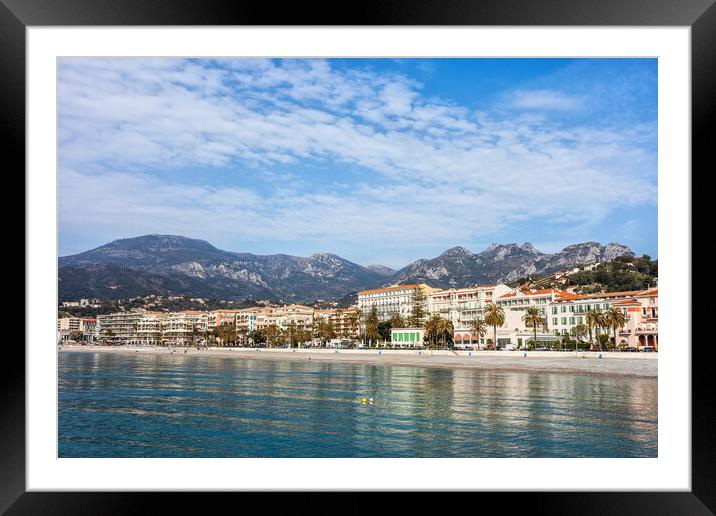 Menton Resort Town on French Riviera Framed Mounted Print by Artur Bogacki