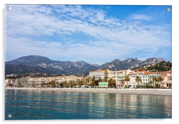 Menton Resort Town on French Riviera Acrylic by Artur Bogacki