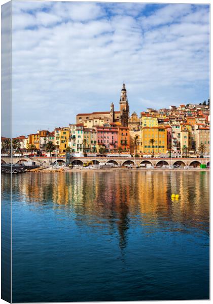 Menton Old Town From The Sea Canvas Print by Artur Bogacki