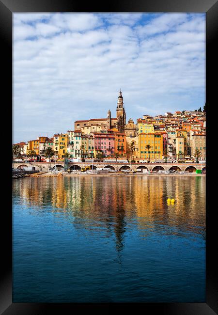 Menton Old Town From The Sea Framed Print by Artur Bogacki