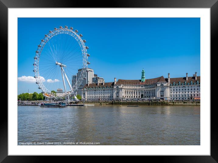 The London Eye Wheel and the Old London County Hall on the South Bank of the River Thames, London, UK Framed Mounted Print by Dave Collins